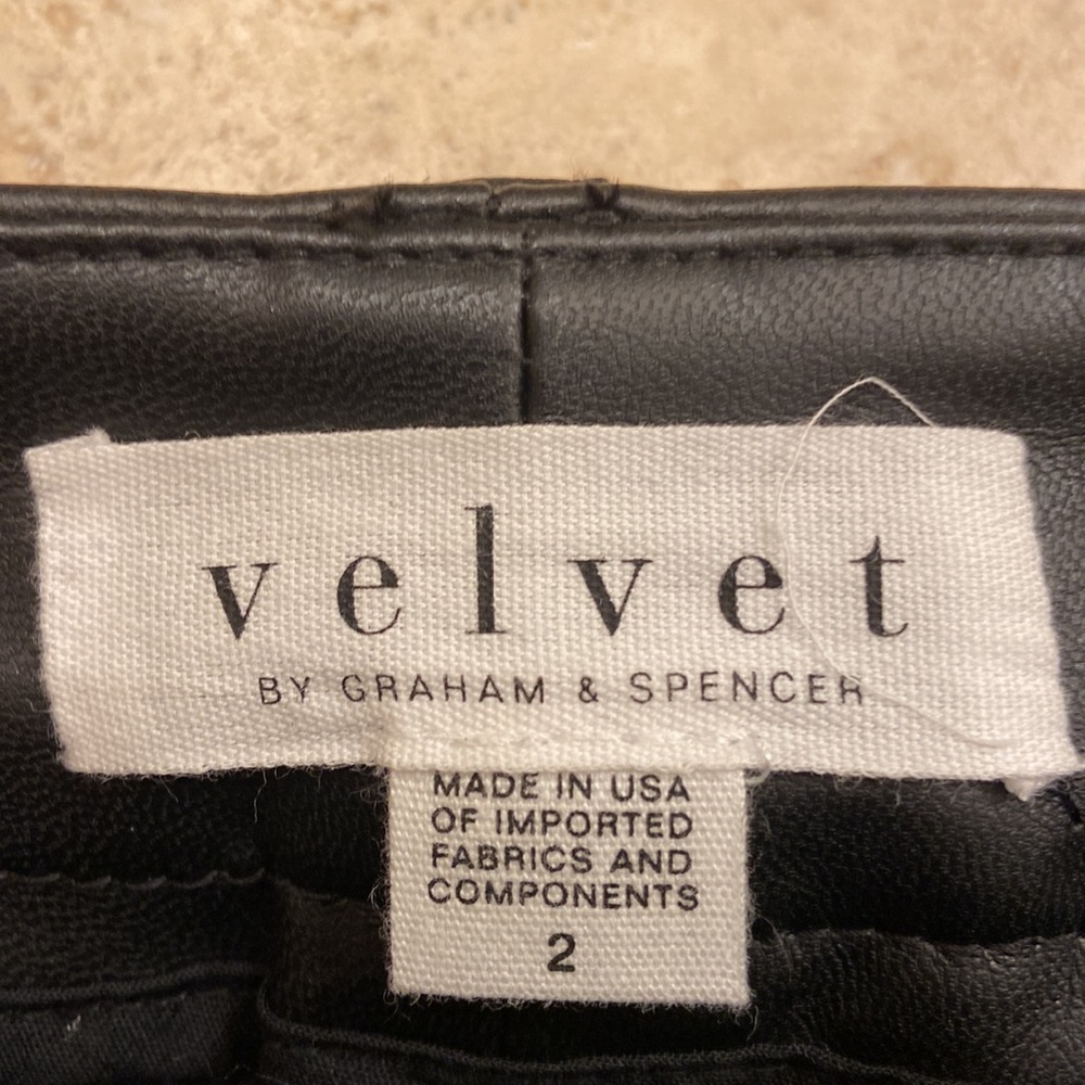 Velvet Faux leather Honey Trousers black. Size 2. Like new. - Picture 3 of 10